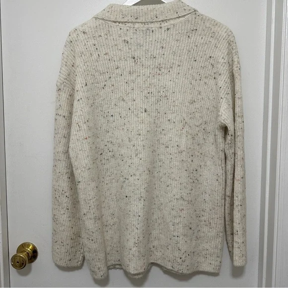 Talbots Half Zip Mockneck Pullover Speckled Off White Quarter Zip with Pocket - Picture 8 of 10